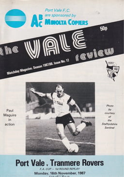 Port Vale v Tranmere Rovers Match Programme 1987-11-16